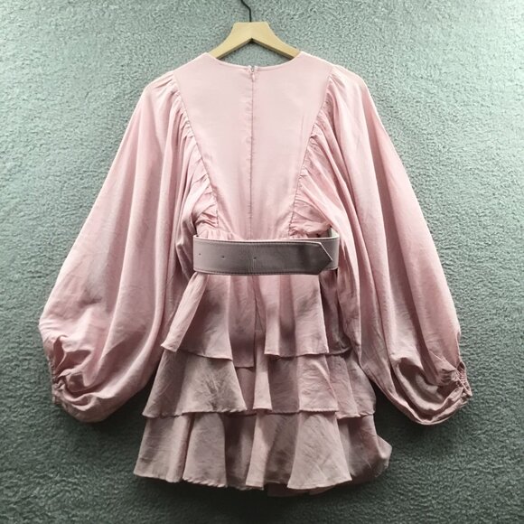 Vici Almost Lover Button Down Ruffle Dress Pink S - Picture 4 of 5